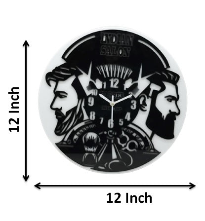 Wall Clock for Hair Salon Barber Shop 12" Acrylic Numerical Antic & Trending Design | Black & White