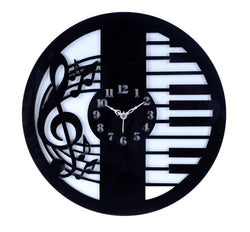 Music Designer Round Black & White Home, Living Room Wall Clock