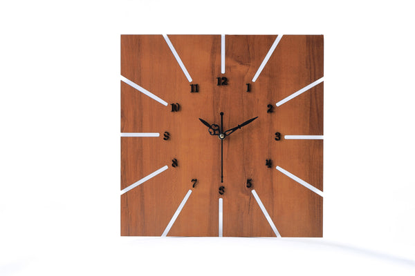Wall Clock Wooden 30 X 30 cm Suitable for Living Room Hall Bed Room Home and (Brown 1-Pcs) CL-74