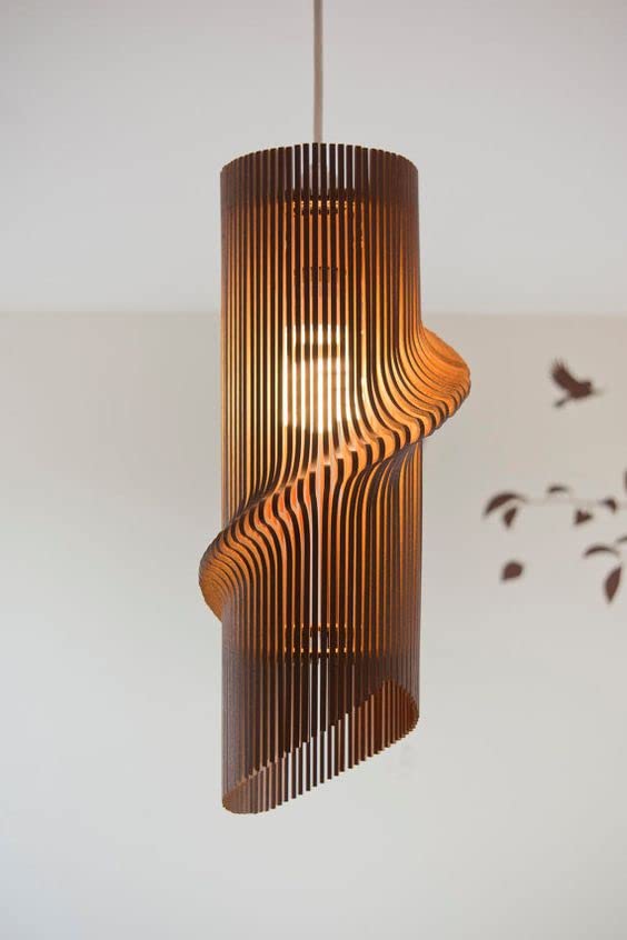 Hanging Lamp Wooden Single Lighting Natural Weaving