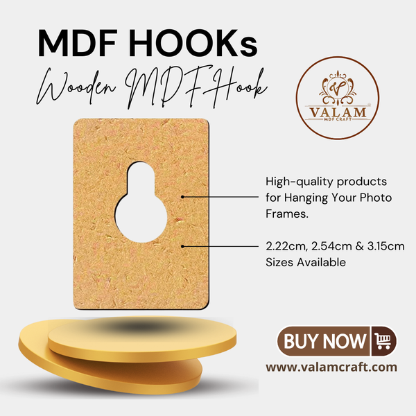 IIE Wooden MDF Hook for Hanging Art Boards | Mandala Art | Resin Art| Pouring | Decoupage | Multipurpose (2.22 X 1.75 cm, 75pcs Hooks)