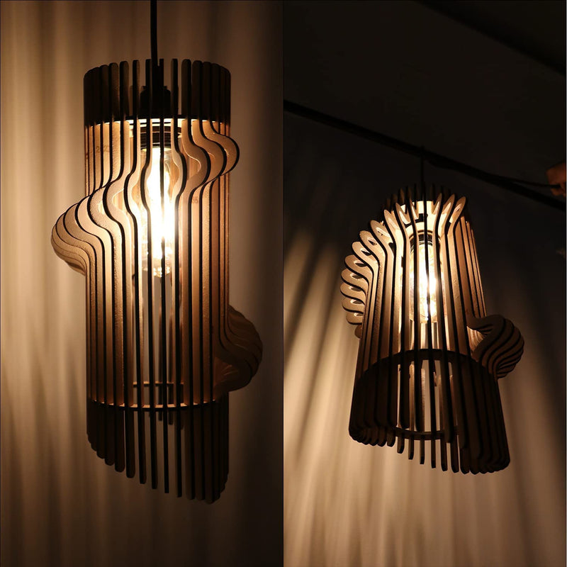 Hanging Lamp Wooden Single Lighting Natural Weaving