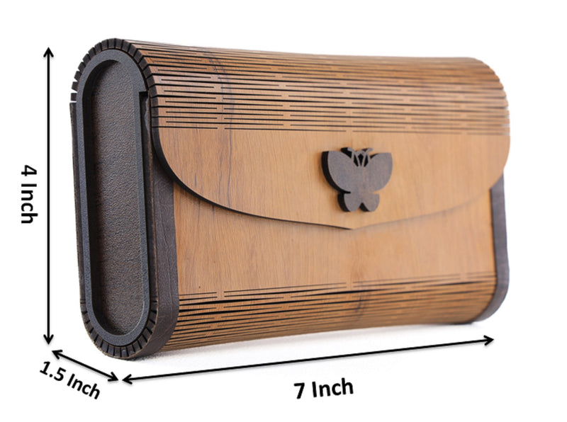 Ladies Purse for Women Wooden Latest Design Hand Clutch Rectangle Shape | Mustard