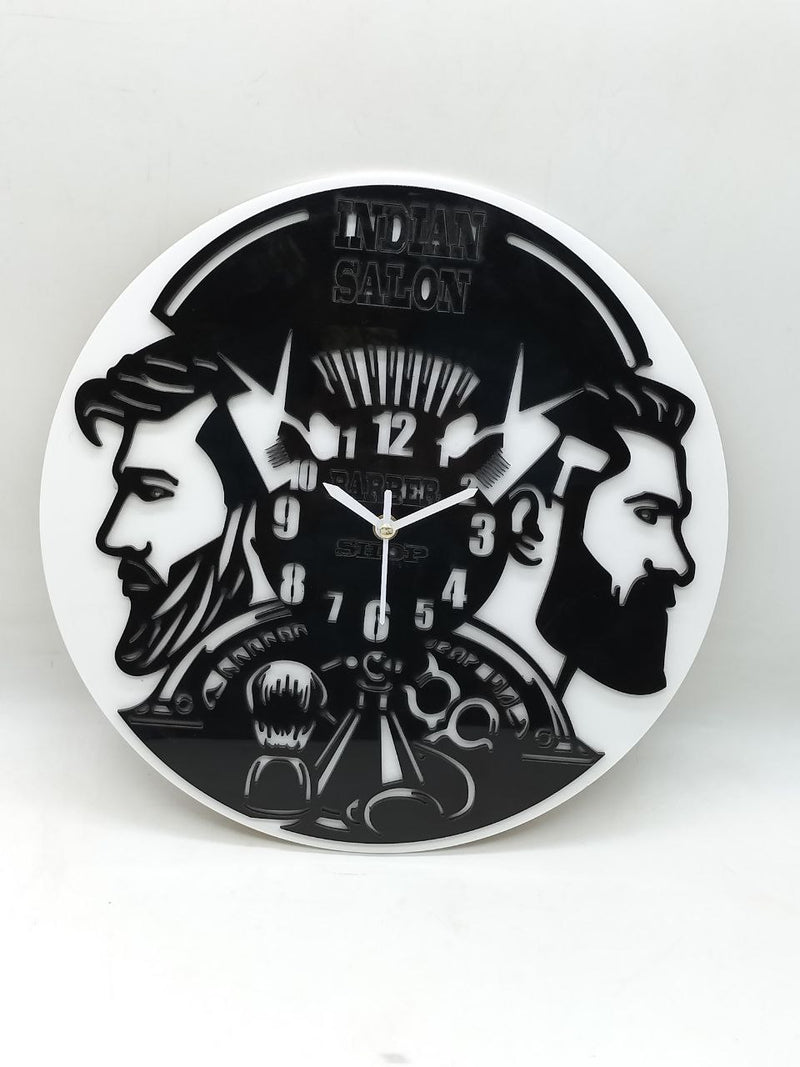Wall Clock for Hair Salon Barber Shop 12" Acrylic Numerical Antic & Trending Design | Black & White