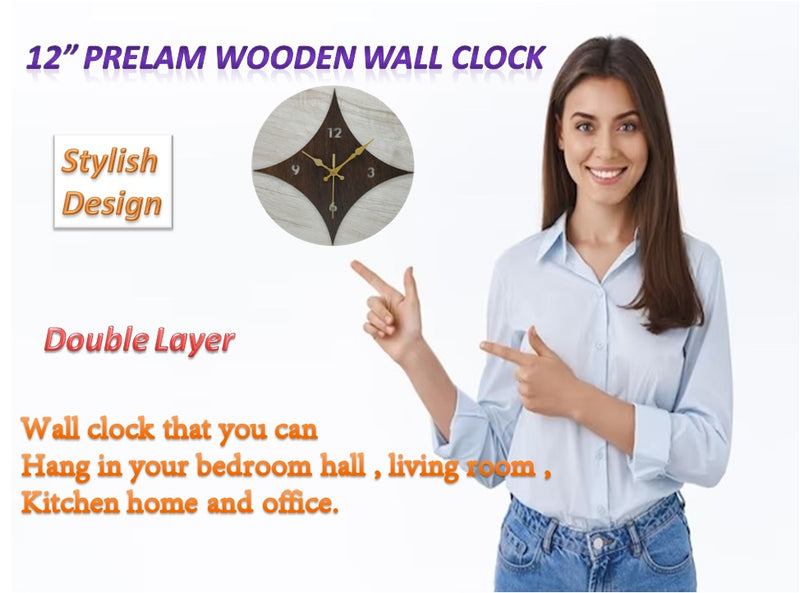 Wall Clock Wooden Prelem Designer 12 inch Double Layer Hanging Clock