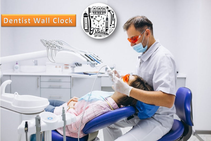 Wall Clock Dental Department Decor Wall Sign for Clinic Acrylic Hanging 30 X 30 Cm | Black & White