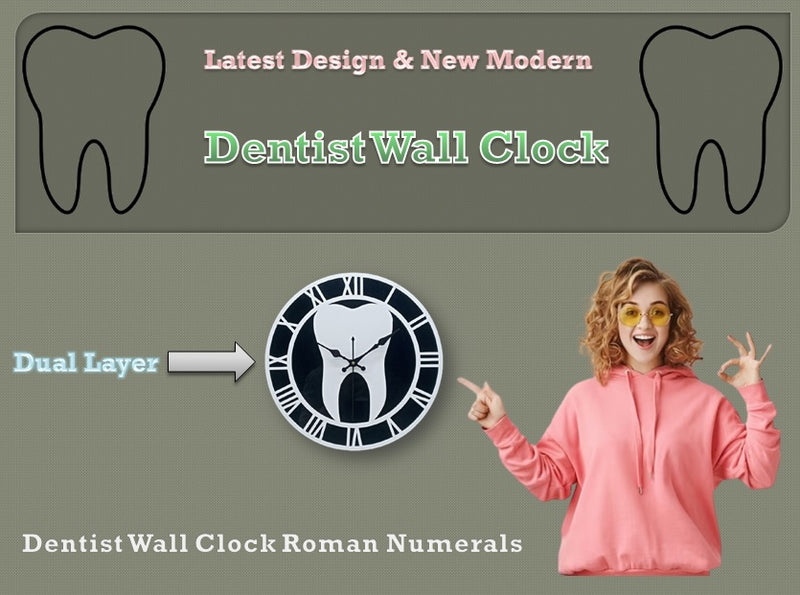 Wall Clock 12" Dentist Acrylic Roman Numerical Round Shaped