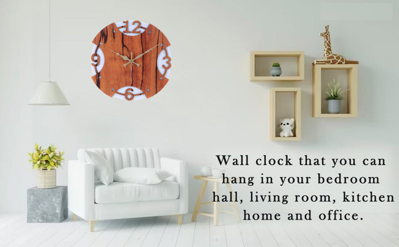 Wall Clock MDF Wooden Auntie Numerical Double Layer