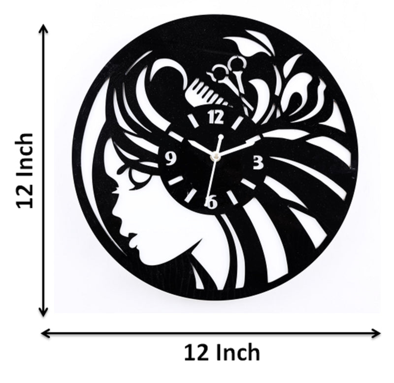 Wall Clock for Beauty Hair Salon Barber Shop 12" Acrylic Numerical Antic & Trending Design | Black & White