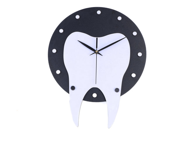 Wall Clock Dental Department Decor Wall Sign for Clinic Wooden Hanging 15 X 12 Inch | Black & White