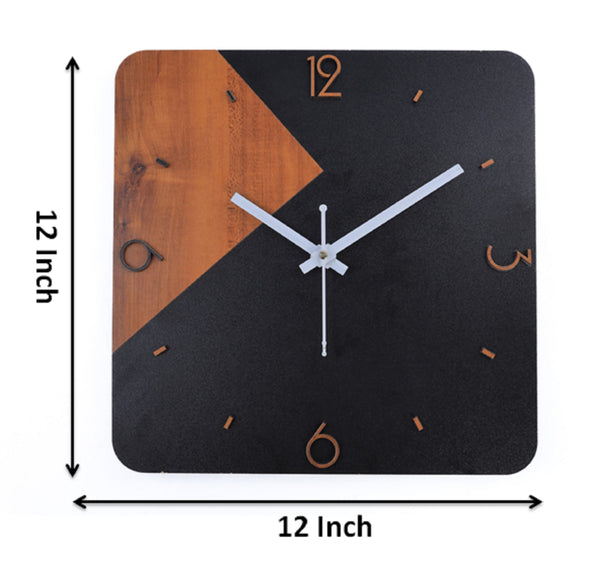 Wooden Wall Clock, MDF Designer Wall Watch, Hanging Home Decor Wall Clock for Bedroom Living Room Kitchen Office | Brown & Black– CL -75