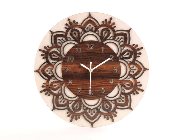12 Inch Wooden MDF Numeral Round Wall Clock Without Glass | Coffee & Off White | CL-67