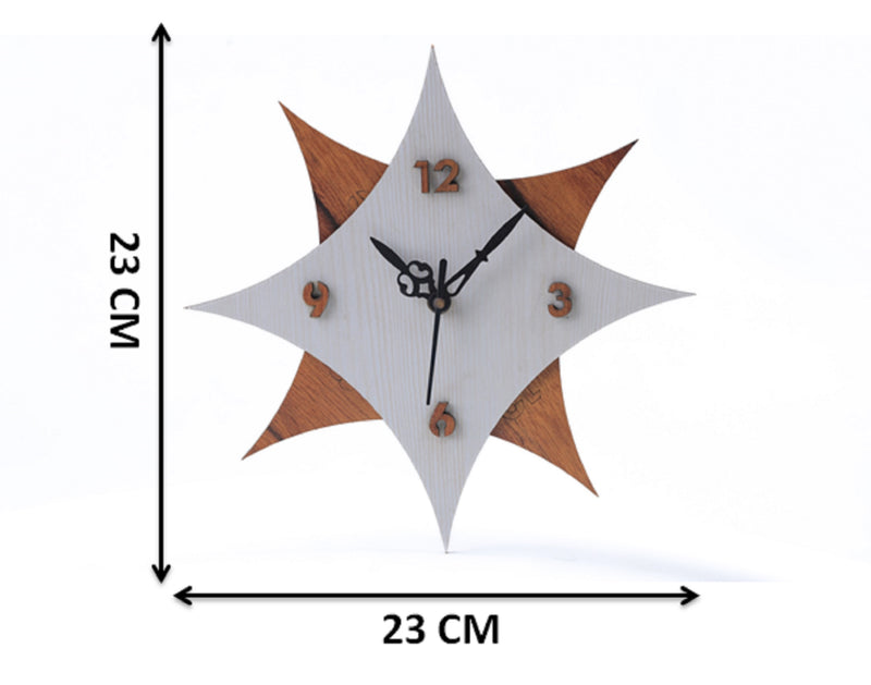 Wall Clock Wooden 24 X 24 cm Suitable for Living Room Hall Bed Room Home and (Off White & Brown 1-Pcs) CL-72