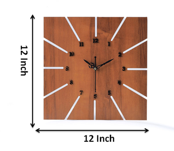 Wall Clock Wooden 30 X 30 cm Suitable for Living Room Hall Bed Room Home and (Brown 1-Pcs) CL-74